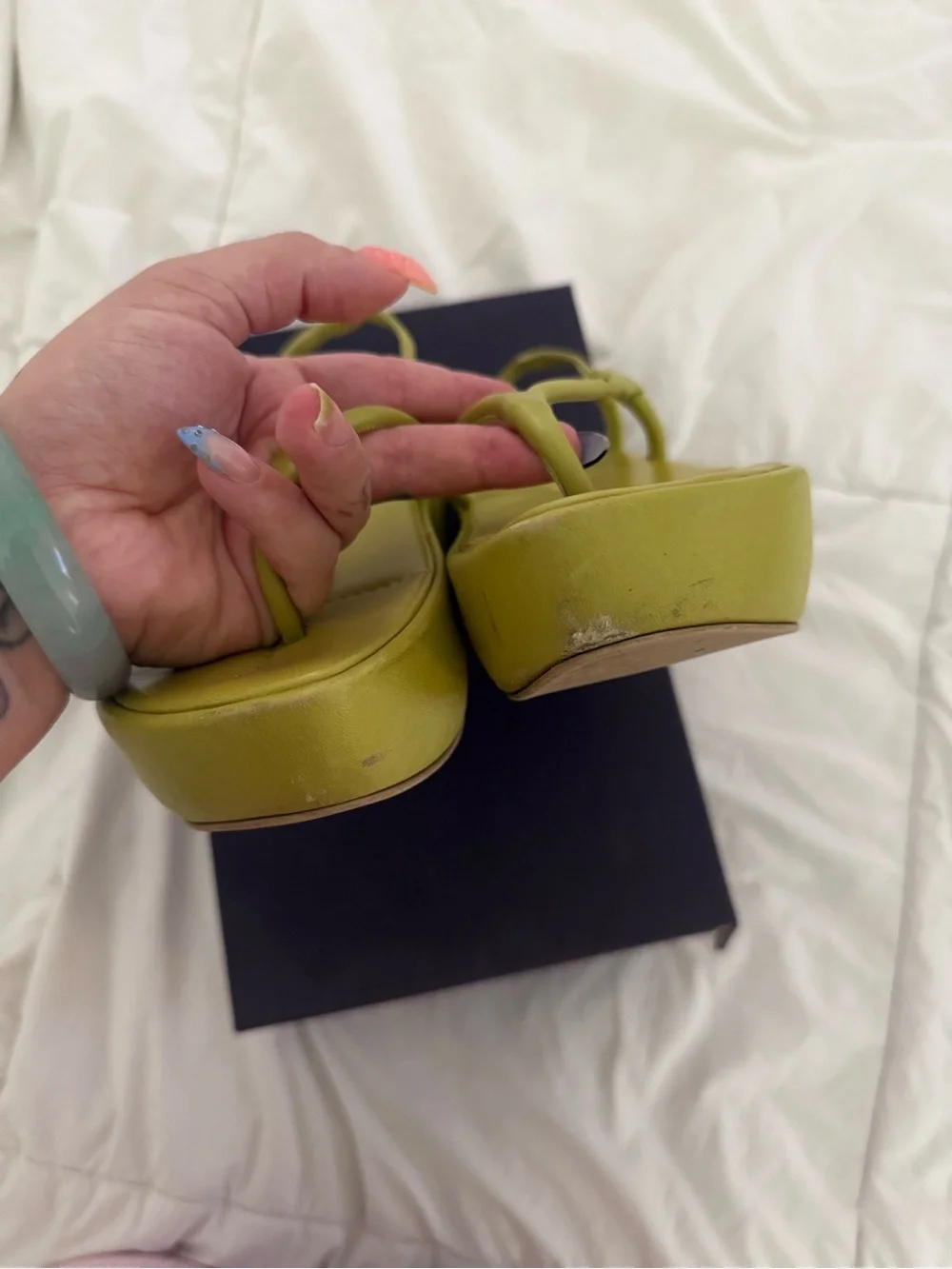 Prada Green Napa Leather Slingback Sandals
